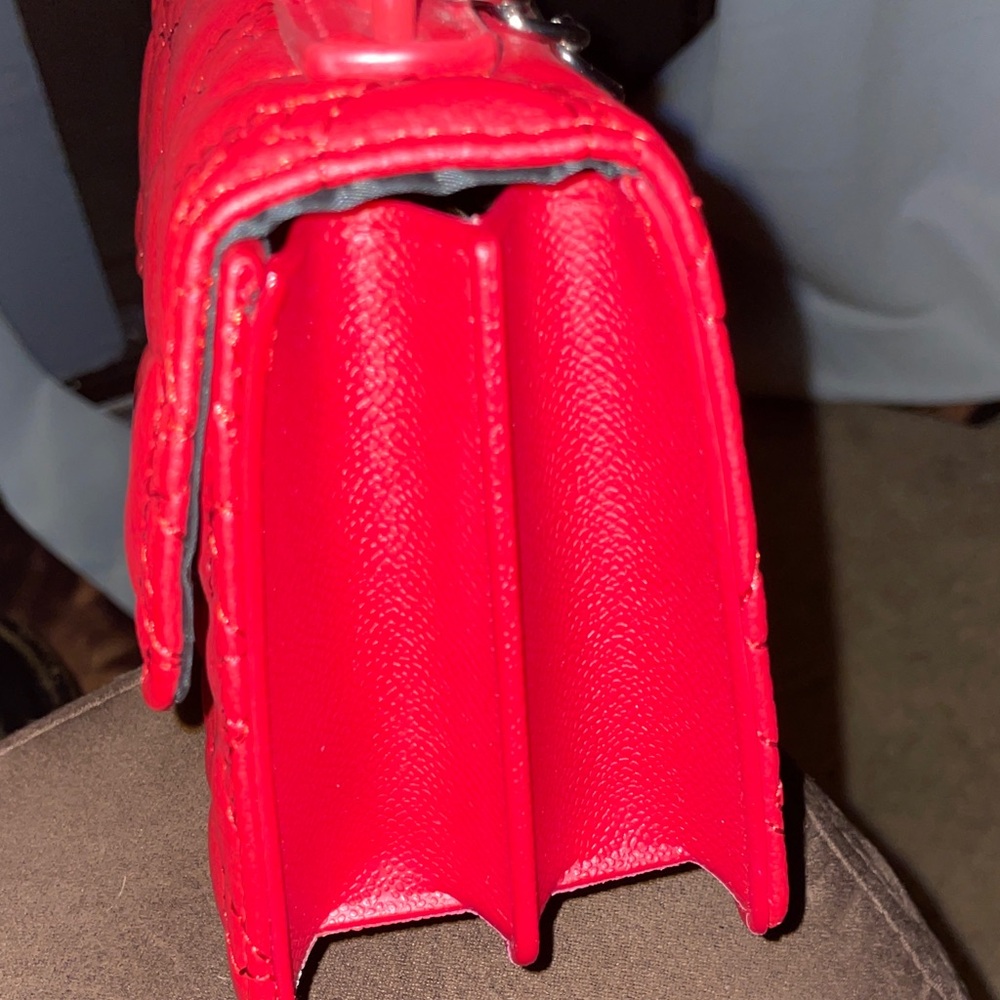 Luv Betsy Betsy Johnson Red Quilted Heart Top-Handle Crossbody Bag 5x7x3 - Picture 6 of 8